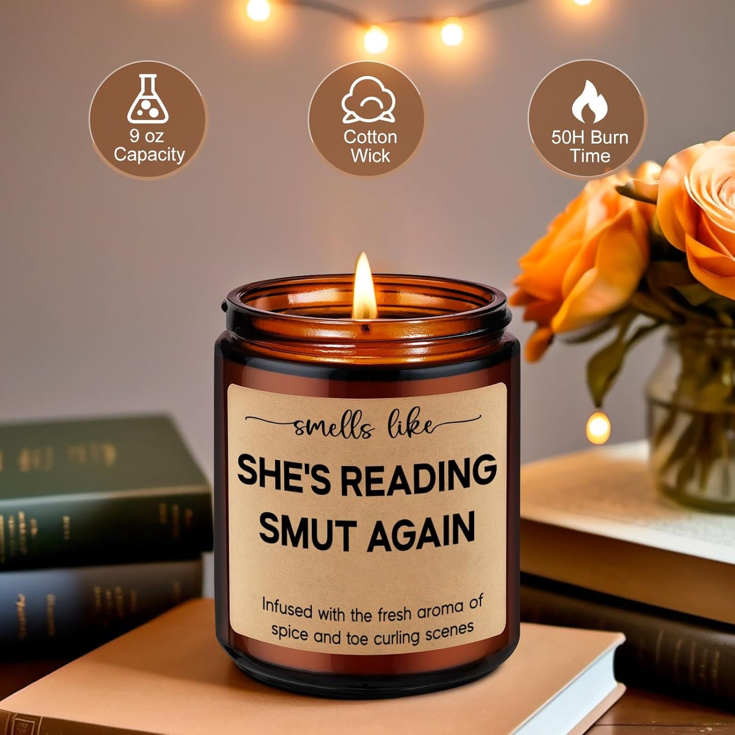 LEADO Reading Candle, Book Lovers Gifts - Bookish Candle, Dark Romance, Bookish Decor - Funny Reading Decor, Books Themed Present - Birthday, Mothers Day Gifts for Book Lovers Women, Readers, Bookworm