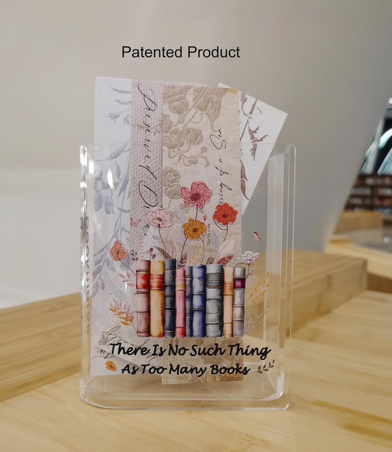 Bookmarks Holders Bookshelf Bookcase Decor, Home Office Desk Organizer Accessory, Book Marks Pencil Pen Holder, Friends Book Lover Gifts (Flower)