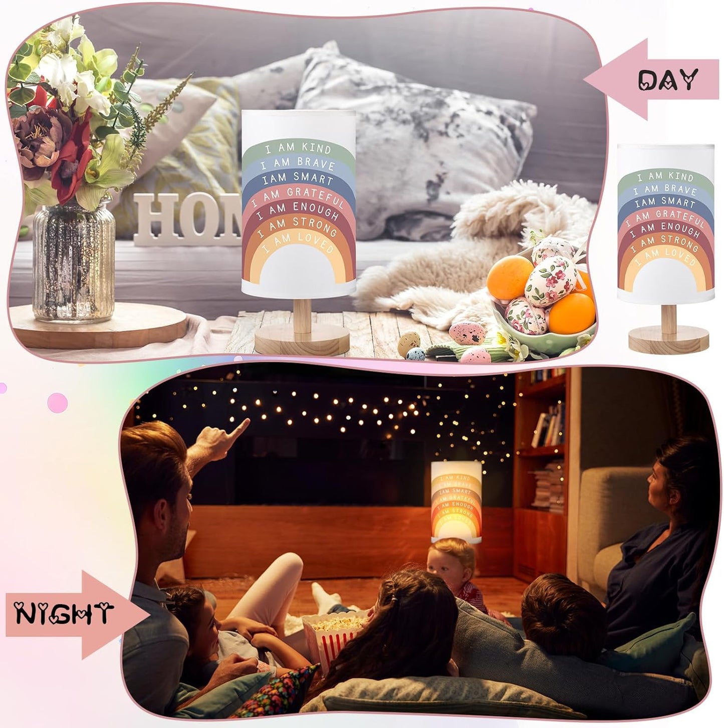 Classroom Lamp Calming Corner Decor Cozy Center 11. 61 Inches Small Bedside Desk Lamp USB Rainbow Reading Book Center Supplies for Home Bedroom Playroom Nursery