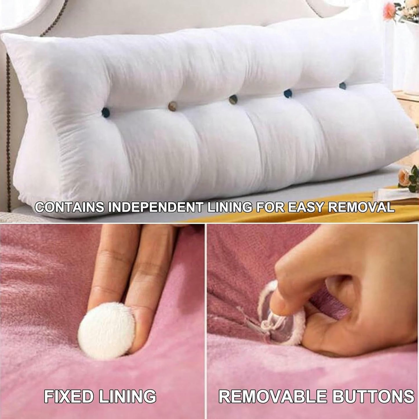 Headboard Pillow Full Bed Support Cushion,Large Reading Pillow Adult Bolster Wedge Backrest Pillow Positioning Support Pillow for Sofa Bed Lumbar Pad,Yellow,Cal King/71inches