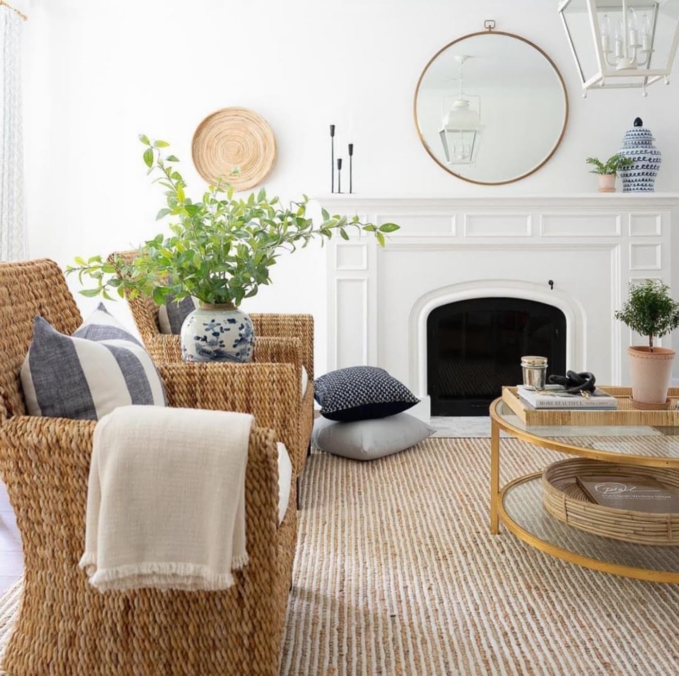 FRELISH DECOR Wool and Jute Premium Handwoven Chunky Stripes Rug - Contemporary Area Rug for Living Room Bedroom (6' x 9' - Natural Ivory)