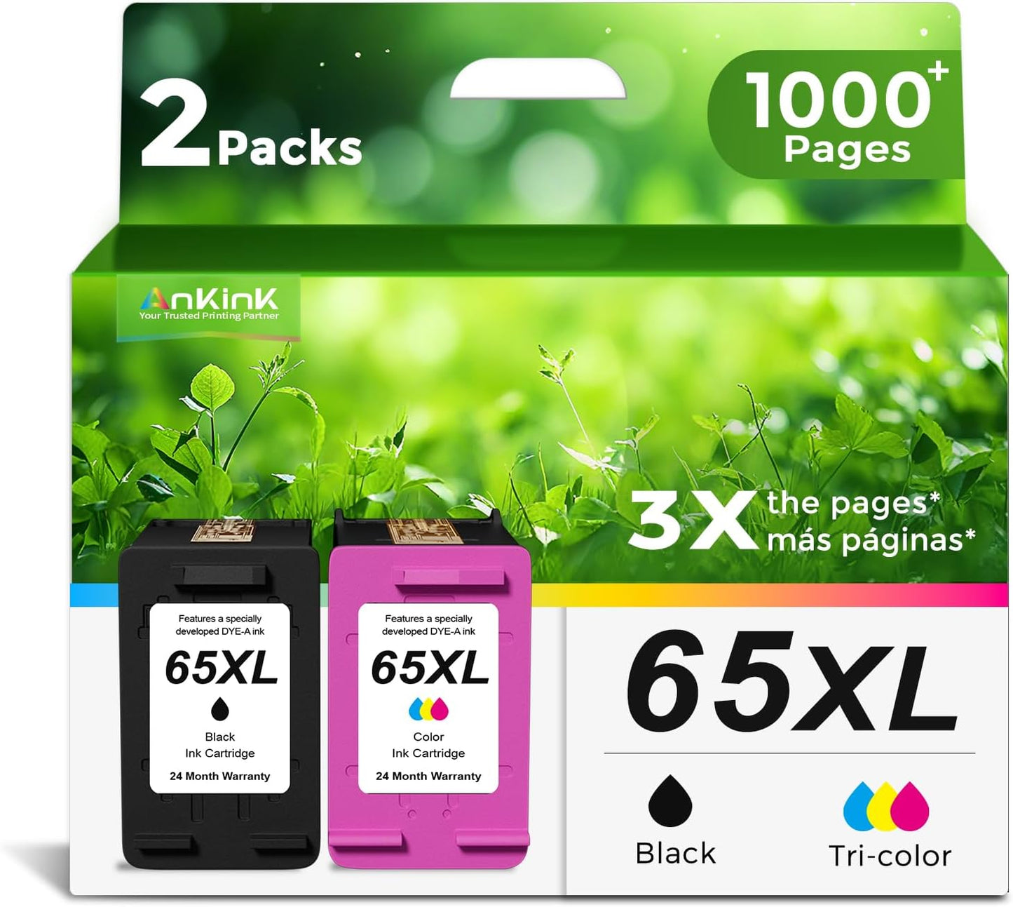 65XL Black Color Combo Remanufactured Ink Cartridge Replacement for HP Ink 65 HP65 XL HP65XL for Envy 5055 5000 5052 5010 5070 5014 Deskjet 3755 3700 3772 2600 3752 2652 2655 2622 2640 Printers,2 Pack