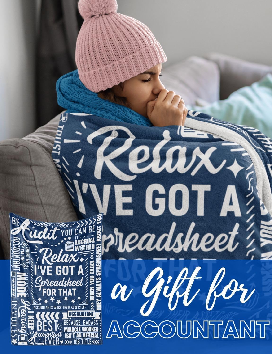 Accountant Gifts, Accountant Accounting Blanket for Accounting, Women, Auditor, Coworkers, Blue Throw Blanket 50x65 Inche - Be Audit You Can Be