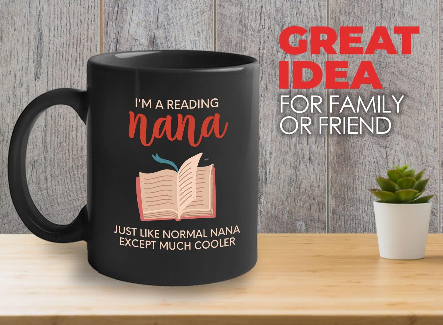 Bubble Hugs Book Lover Coffee Mug 11oz Black - Reading Nana - Reading Reader Grandma Old Lady Book Lover Bookish Novelist Librarian Writer