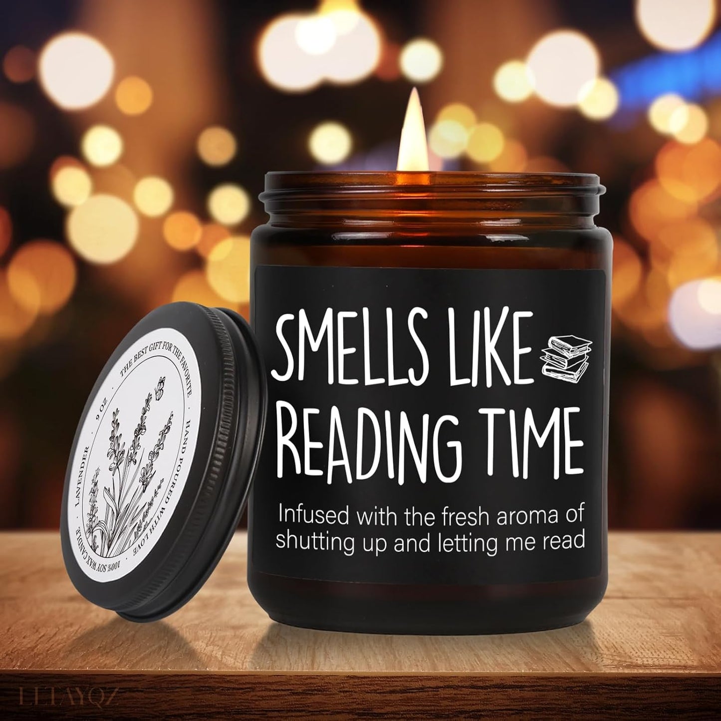 Book Themed Scented Candle Gift for book Lovers, Smells Like Reading Time candle, Unique Birthday Christmas Lavender scent Candles Gifts for Her, Him, Readers, Bookish, Writers, Bookworm, Librarian-83