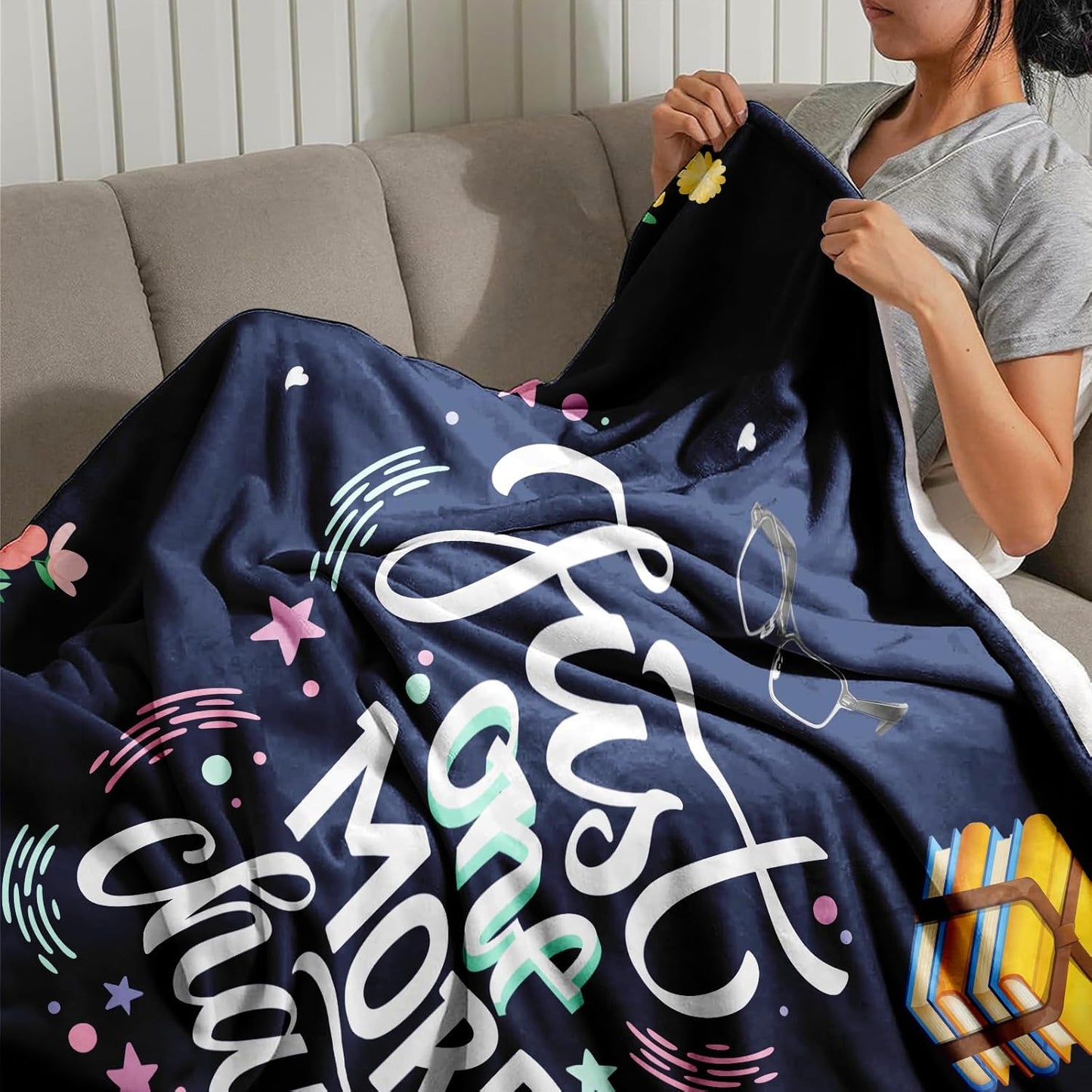 Reading Blanket Gift for Book Lovers - Cozy 50'' x 60'' Throw, Bookish Decor for Couch and Bed, Perfect Birthday for Readers and Bibliophiles, Book Club