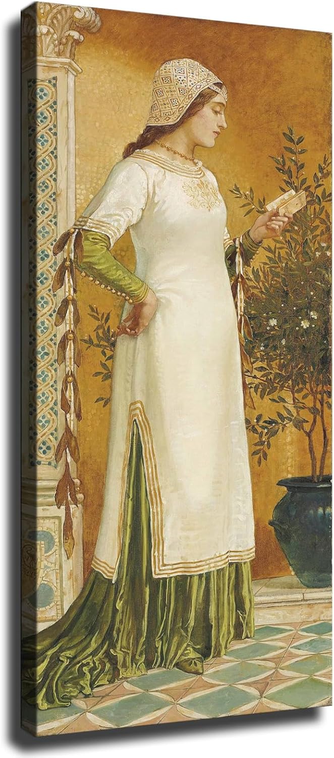 Walter Crane art printing -Laura Reading Canvas HD printing poster creative room aesthetics be the perfect wall art decoration for home office gym bar (20x40inch-Unframed)