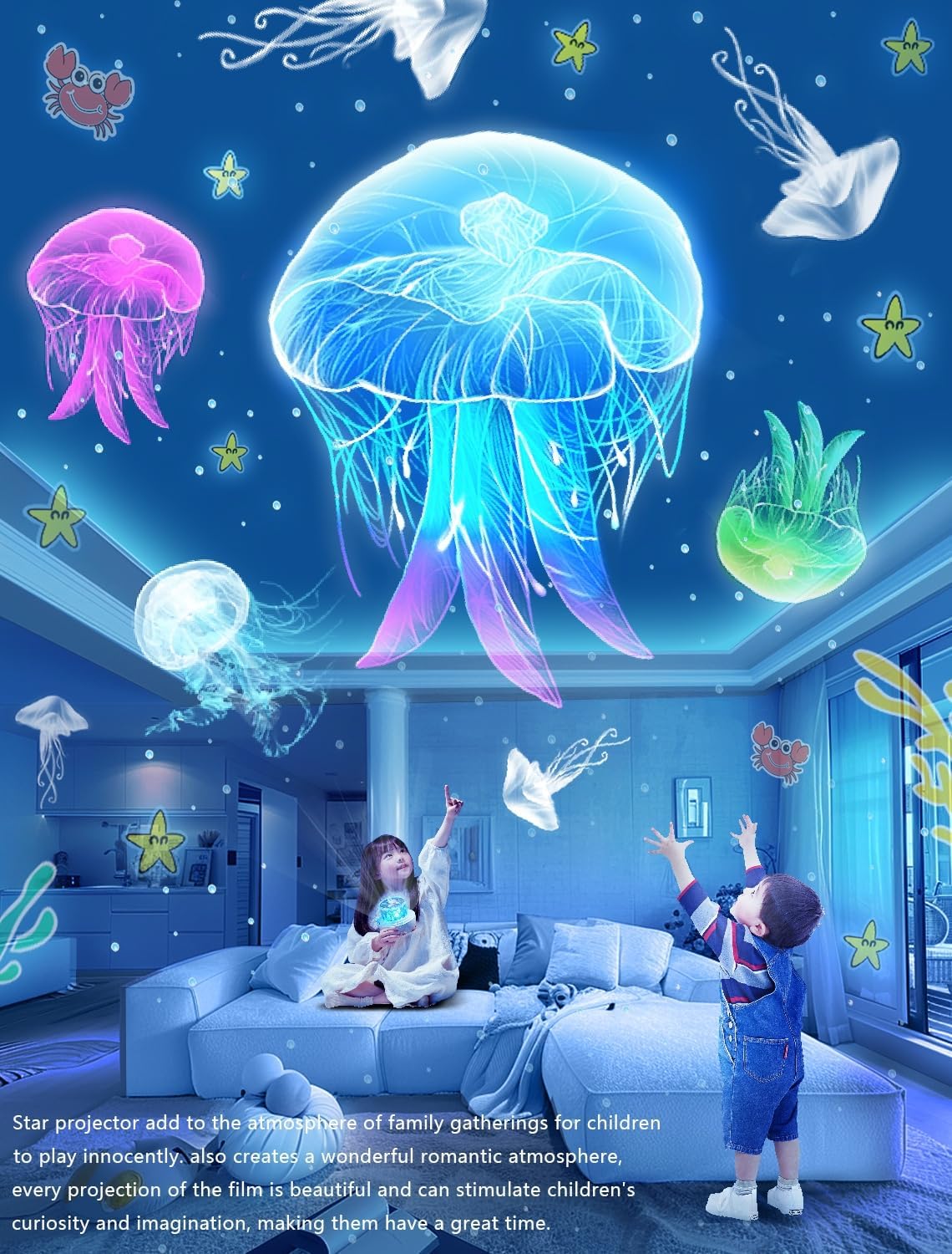 Kids Night Light Projector + 21 Sets of Films, Projector Night Light for Kids Bedroom, Ceiling, Star Galaxy Projector for Baby Girls with 360° Rotation, Dimmable for Birthday, Christmas, Room Decor