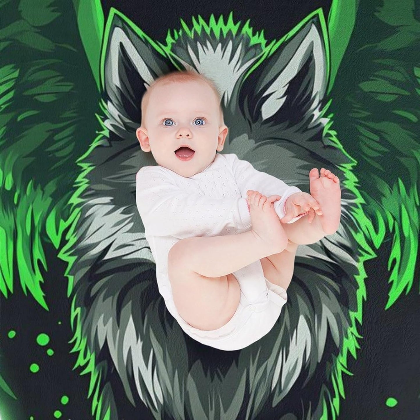 Wolf with Wing Throw Blanket for Couch Bed Plush Cozy Fuzzy Flannel Blanket for All Season 70"x80"