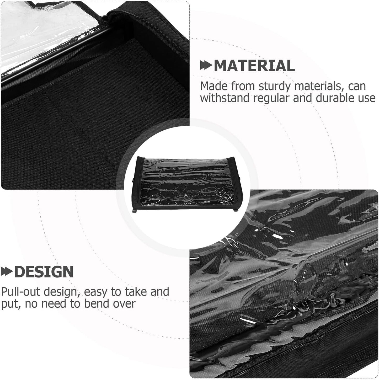 PRETYZOOM Bed Storage Drawers with Lid and Wheels, Large Black Iron Frame Clothes Organizer with Fabric Base, Rolling Underbed Storage Cart for Clothes, Shoes, and Books