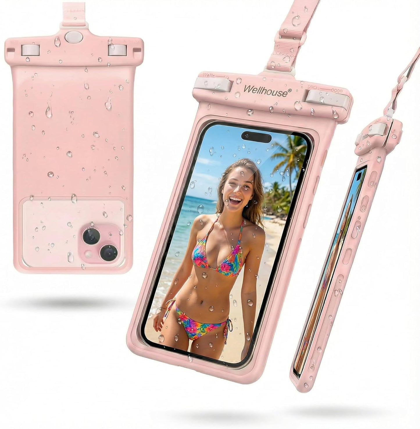 wellhouse 3D Waterproof Phone Pouch with Lanyard,Premium TPU100FT Deep Waterproof Phone Case for iPhone 17 16 15 14 13 12 Pro Max XS Samsung,Snorkeling, Surfing, Kayaking,Skiing,Hot Springs