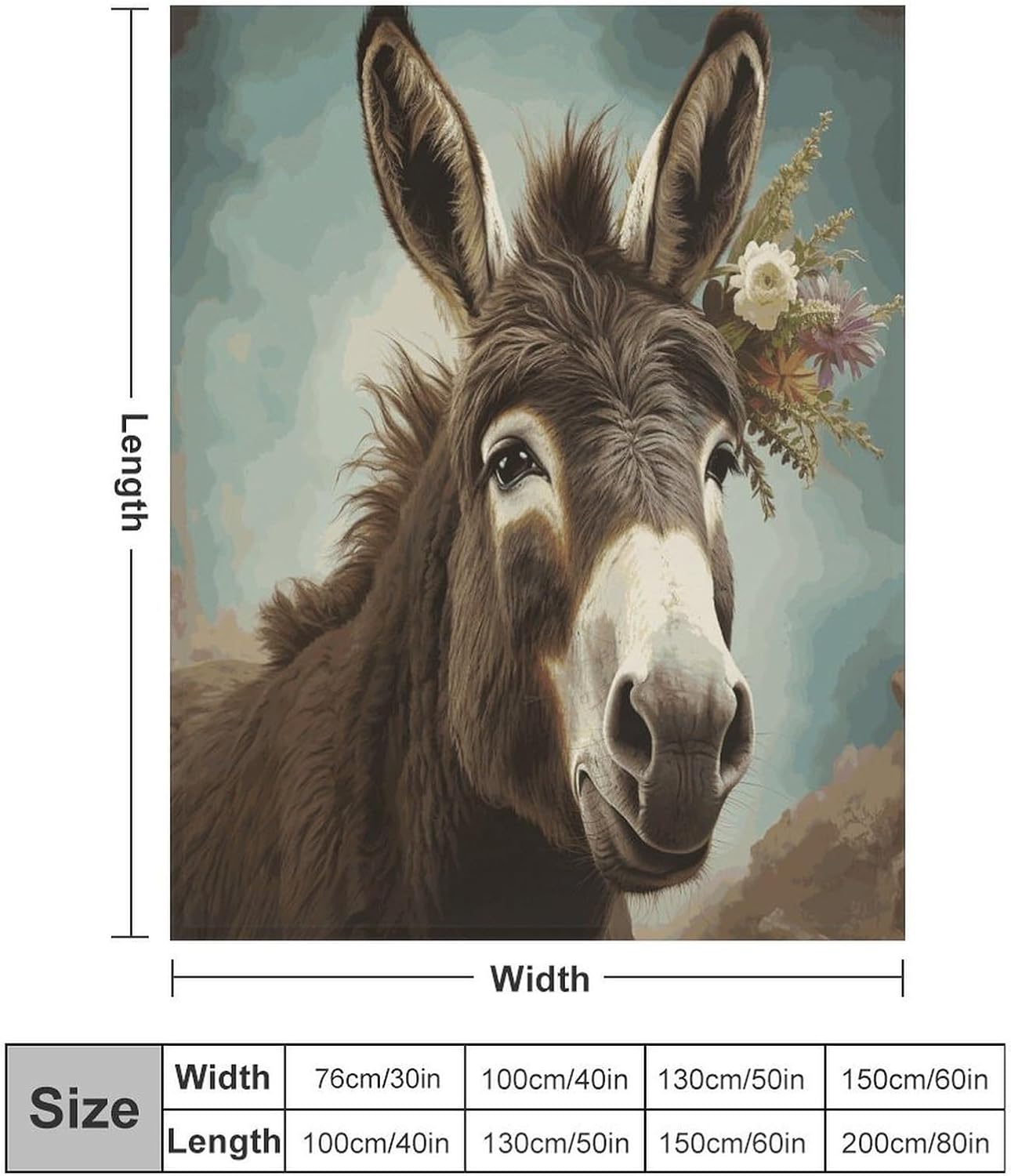 Donkey Animals Throw Blanket for Couch Super Soft Warm Lightweight Throw Blankets Cozy Flannel Bed Blanket Cute Decorative Blankets for All Seasons Home Decor Gift 60"*80"（150 * 200cm）