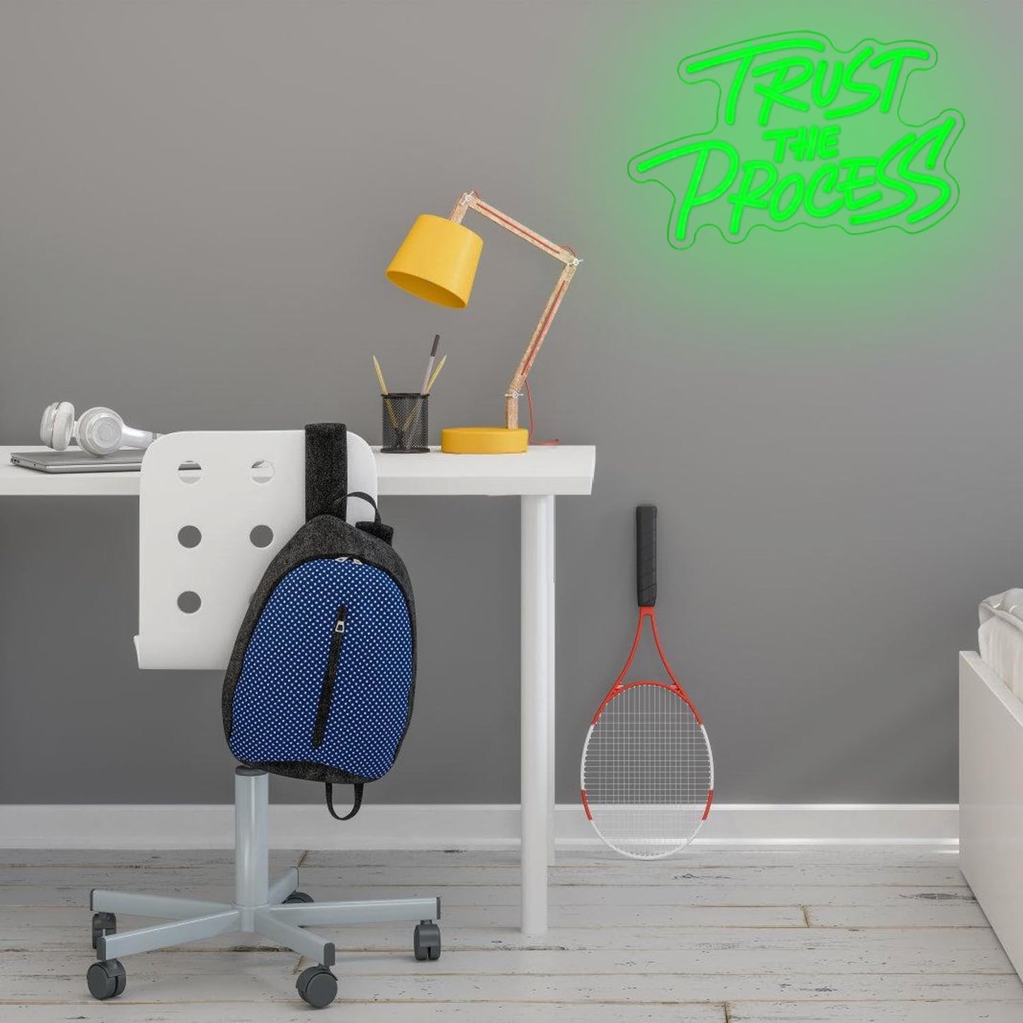 Trust The Process Neon Sign for Wall Decor Green Neon Light Gym LED Sign Dimmable Motivation LED Light Letter Lighting for Bedroom Bar Classroom Gym Office Art Inspirational Alphabet