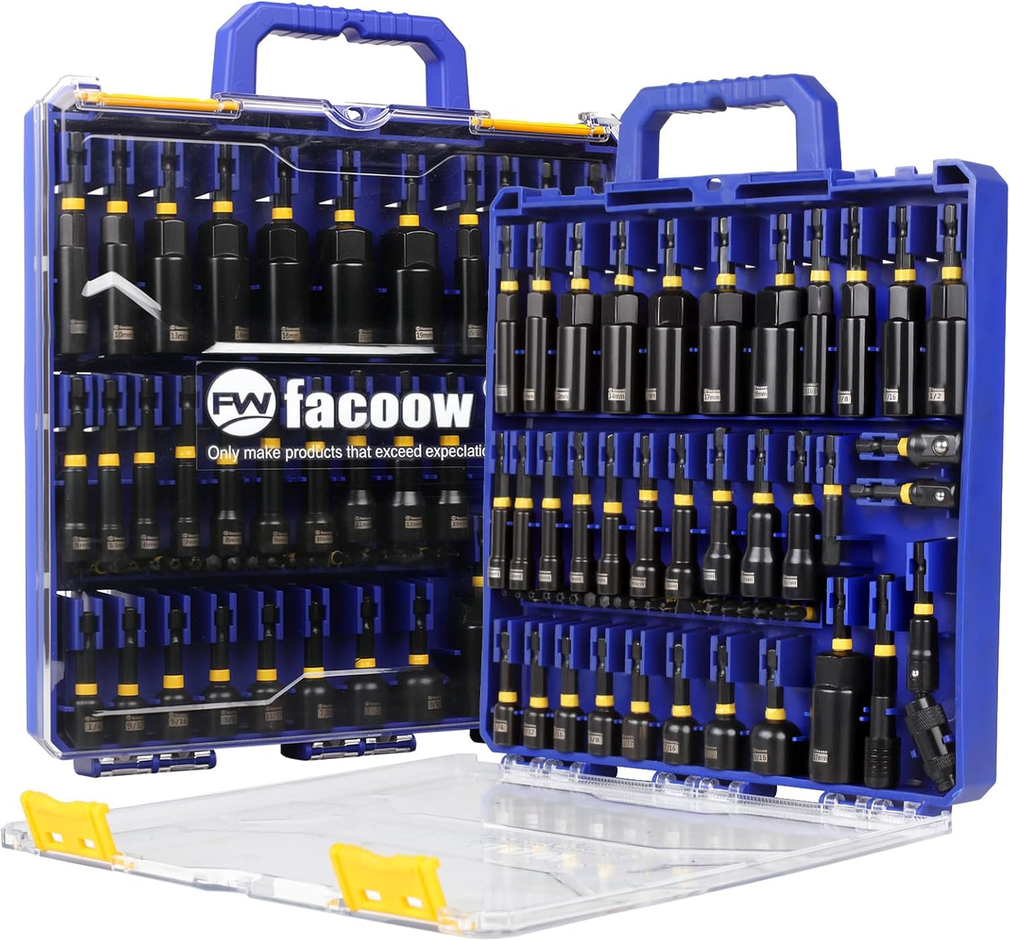 55PCS Impact Nut Driver Set Magnetic, SAE&Metric Nut Drivers, Deep Impact Nut Drivers, Impact Socket Adapters, Wing Nut Driver, Power Bit,Quick Release Extension, Pivoting Nutsetter,Storage Box