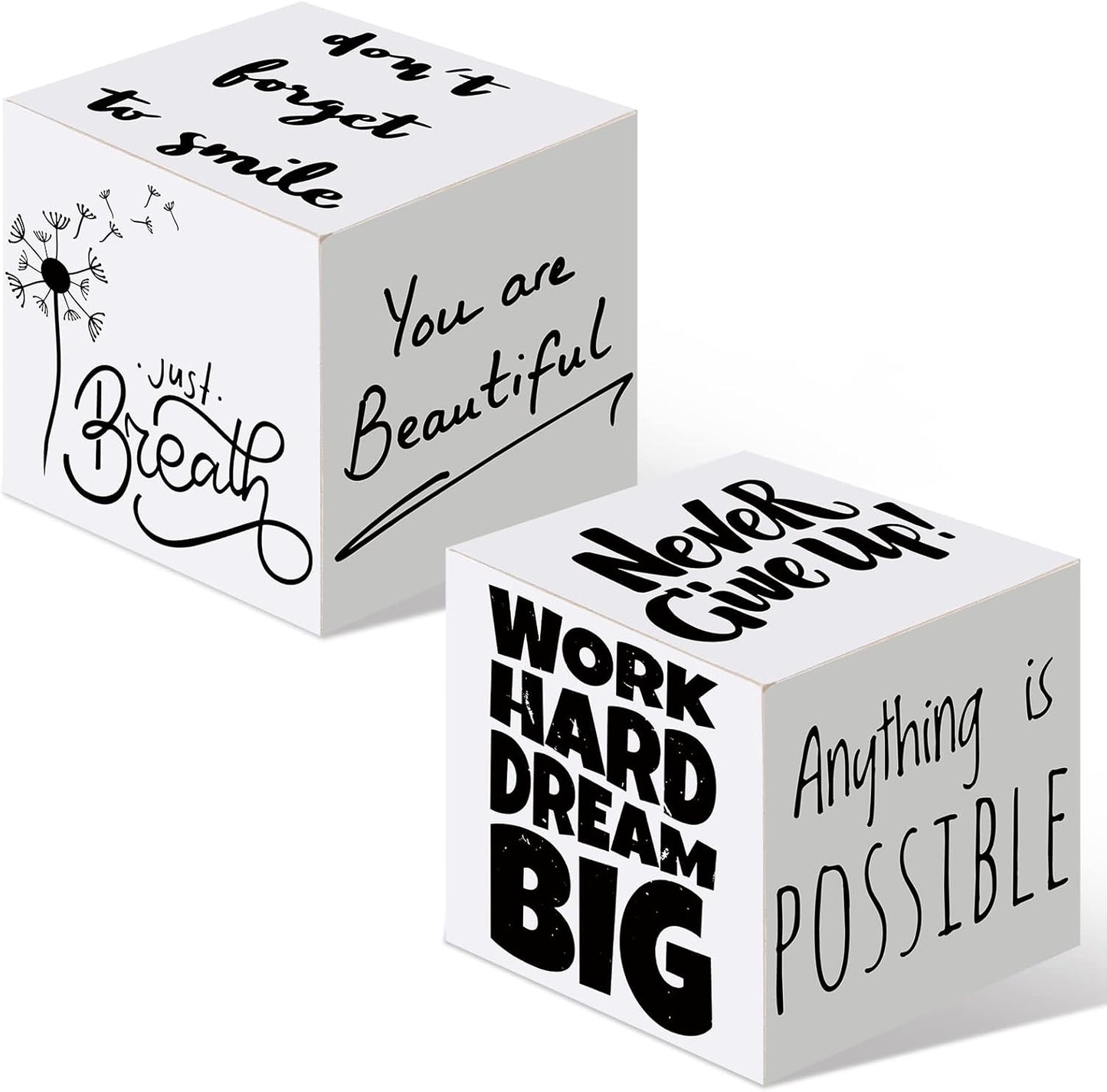 Tatuo 2 Pcs Inspirational Mini Wood Signs Anything is Possible Sign Wooden Scripture Desk Decor Rustic Motivational Table Decorations Never Give up Inspirational Word Plaque, 3.35 Inch