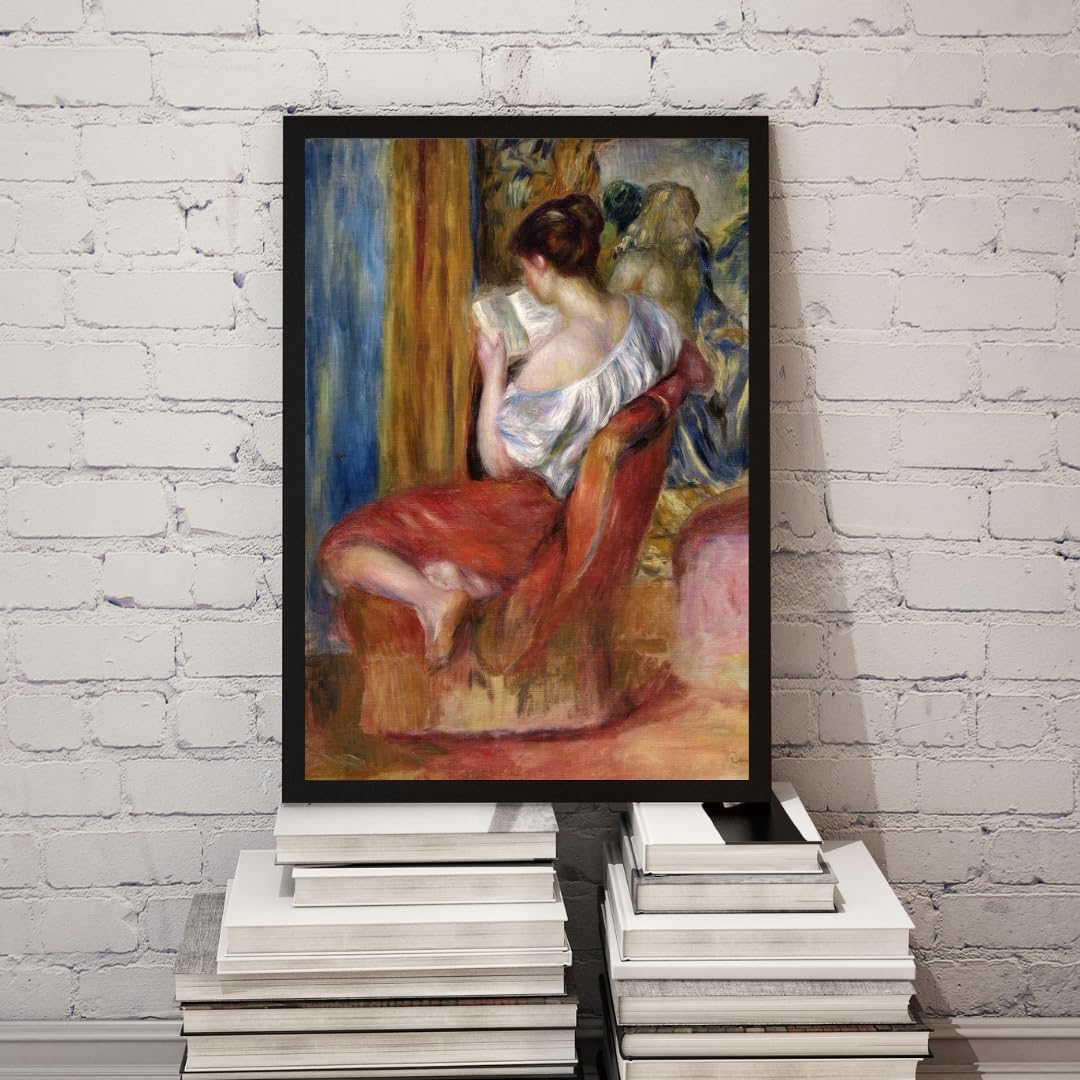 Young Lady Reading a Book Painting by Pierre Auguste Renoir 24"X30" Image Size on Matte Paper Fine Art Print Poster Shipped Rolled-up