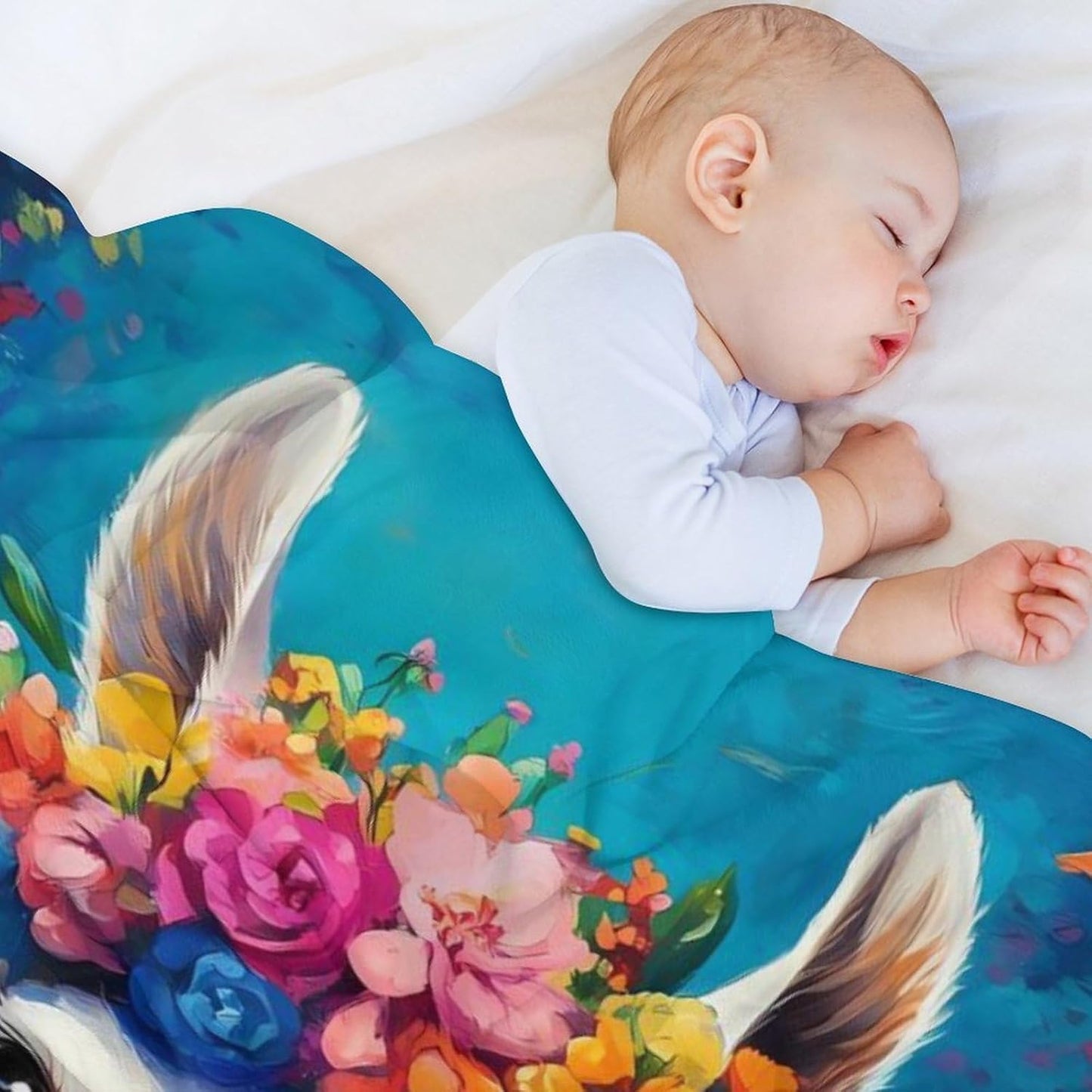 Llama Flower Throw Blanket for Couch Bed Plush Cozy Fuzzy Flannel Blanket for All Season 50"x60"