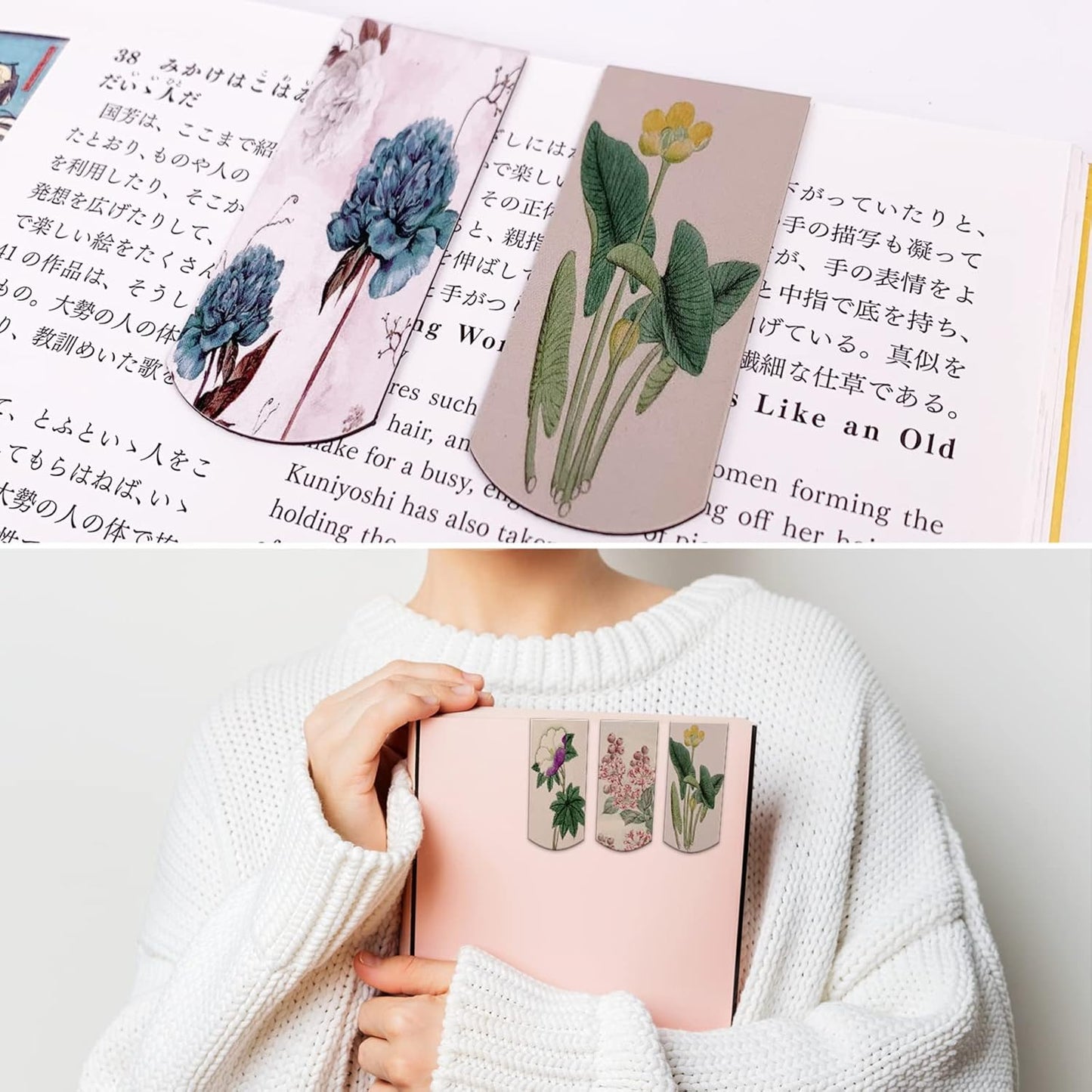 12PCS Magnetic Bookmarks - Magnet Page Markers Page Clips Assorted Book Markers Set with Exquisite Pattern, Bookmarks for Women, Students, and Book Lovers(Floral Style)