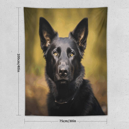 FodPand Black German Shepherd Dog Tapestry Anti-fading Wall Tapestry with Installation Kit Backdrop Banner Multipurpose Aesthetic Tapestries Boho Wall Art Hanging Decorative Blanket 30"x40"