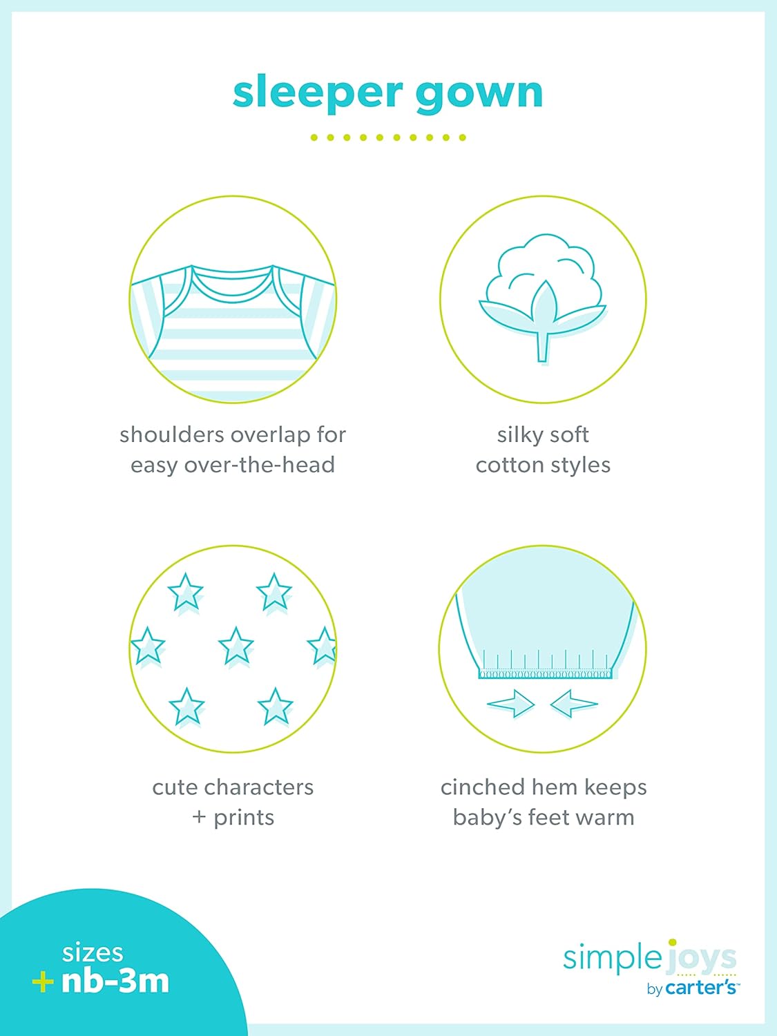 Simple Joys by Carter's baby-boys 3-pack Cotton Sleeper Gown