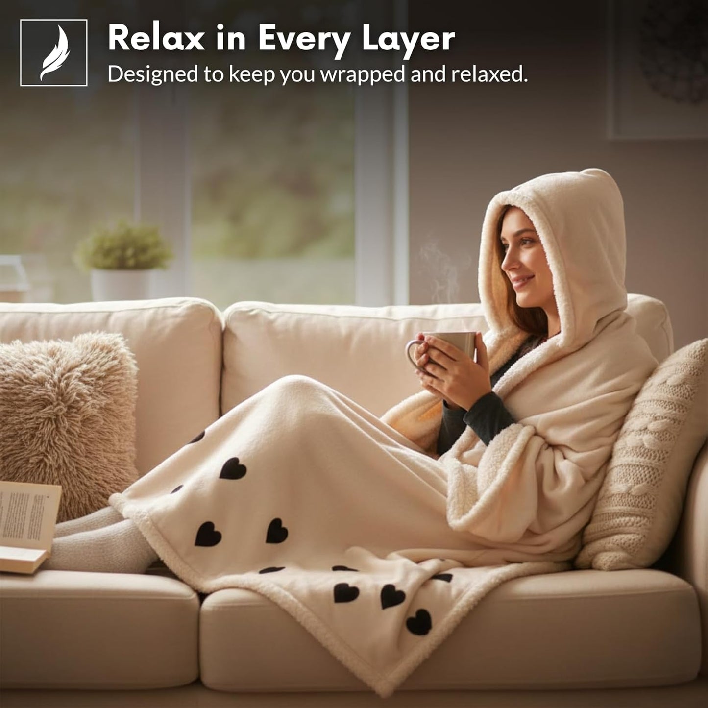 Wife Fleece Wearable Blanket Hoodie with Bonus Cozy Socks – Ultra-Soft Oversized Sherpa Blanket Hoodie
