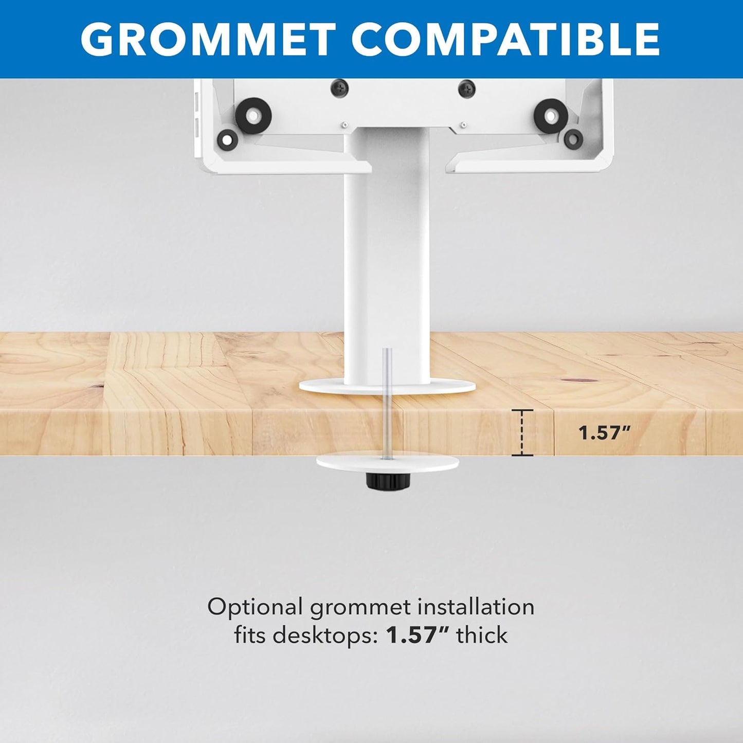 Mount-It! Universal Tablet Stand with Tilt, Anti-Theft Retail iPad POS Kiosk Stand, Fits 9.7"–13.1" Tablets, 90° Rotation & 180° Tilt, 20 lb Capacity, Steel Countertop Mount, White