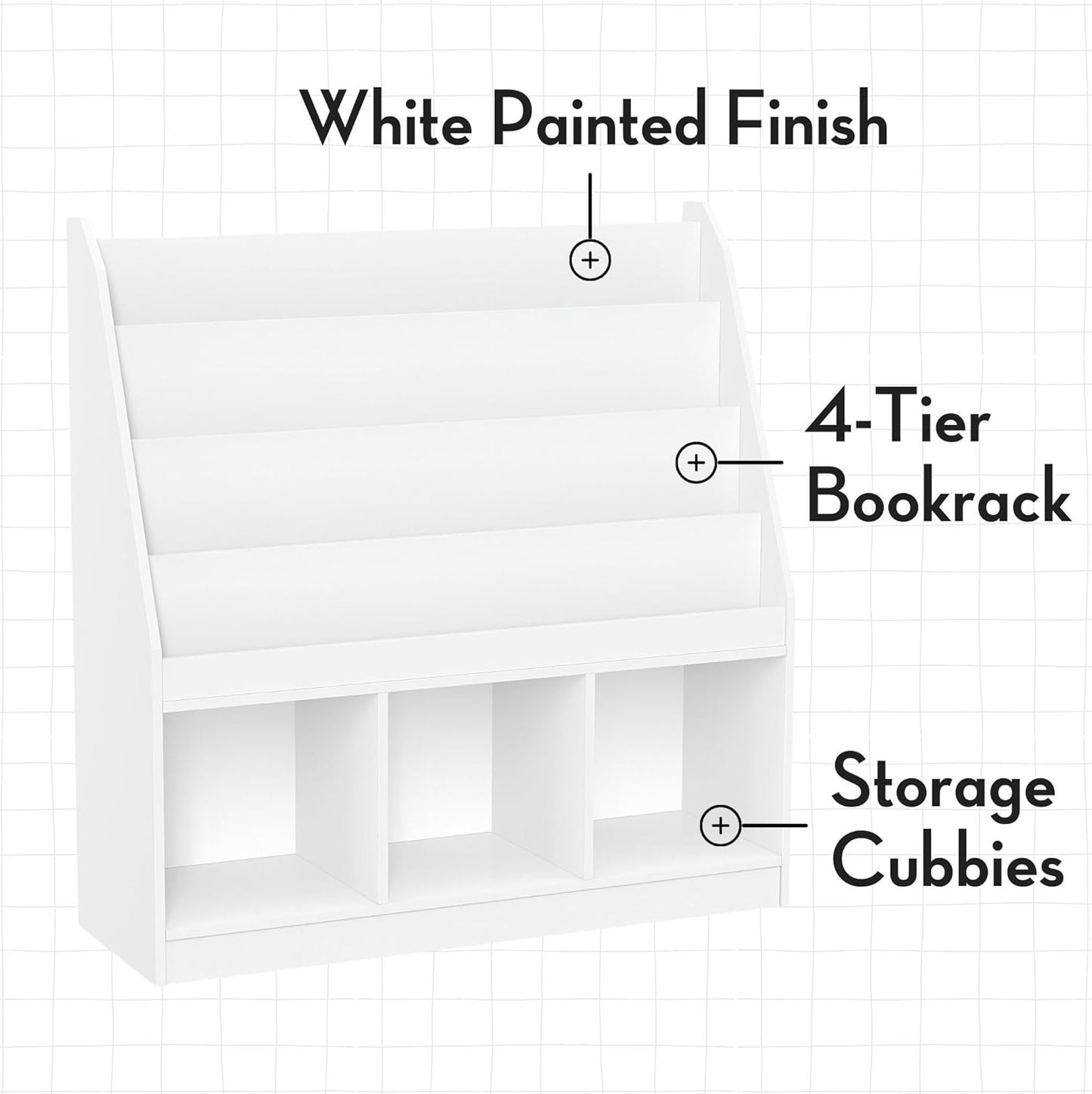 RiverRidge Kids Bookrack with Three Cubbies and 2 Aqua Bins