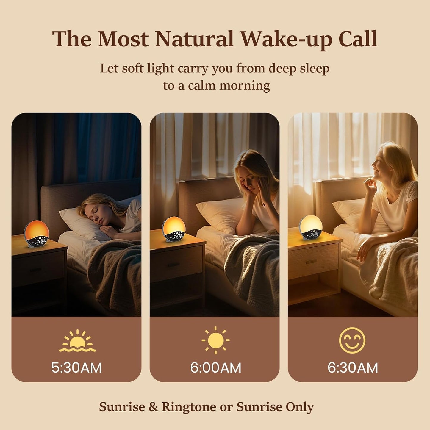 Wake Up Light Sunrise Alarm Clock for Bedrooms, Rechargeable Sound Machine Night Light, 28 Sleep Sounds, 12 Colors, Dual Alarms, White Noise Sound Machine for Baby and Adults