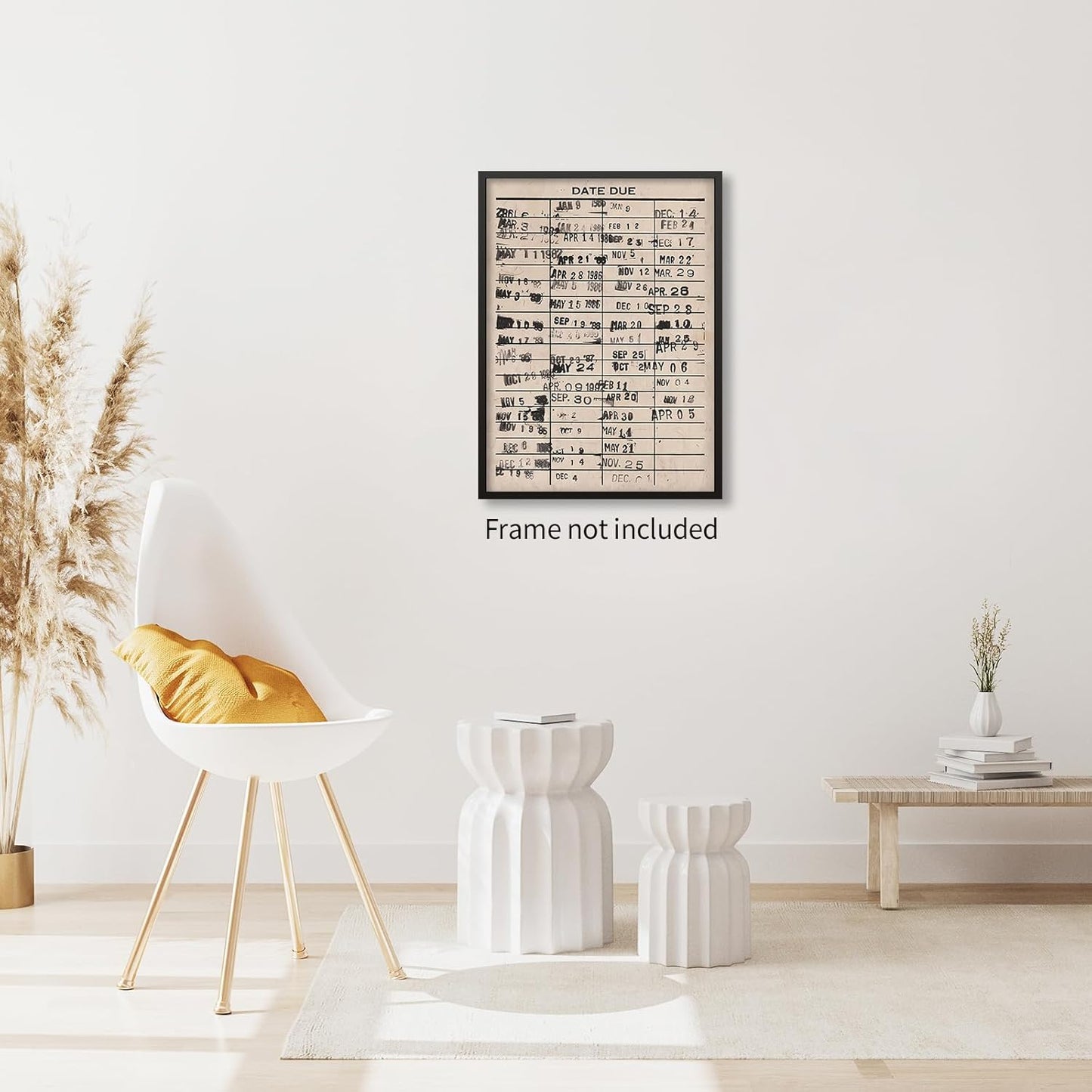 WLZWD Antique Retro Library Reading Card Wall Art Vintage Book Due Date Poster Unique Neutral Rustic Canvas Prints for Living Room Study Wall Decor 12x16 inch Unframed