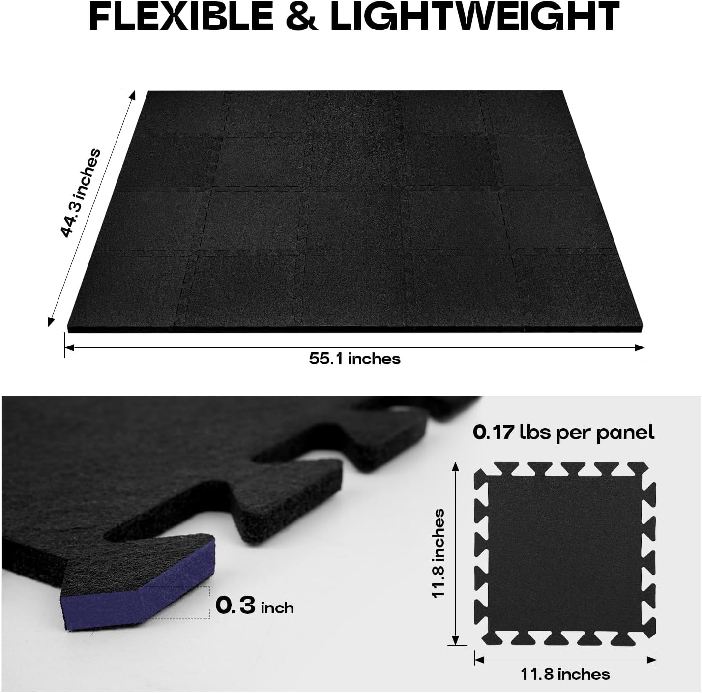 Starfavor Sound Absorbing Interlocking Floor Mats 20 Pcs, 11.8" x 11.8" Soundproof Rug Pad Non-Slip Anti-Vibration Acoustic Pads Piano Carpet Drum Rug