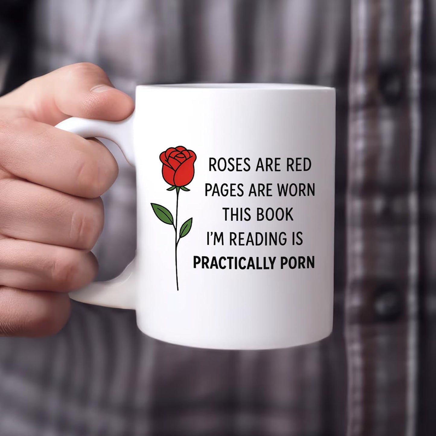Panvola Roses Are Red Pages Are Worn Book Lover Gifts Reader Librarian Reading Library Science Student Ceramic Mug 11oz White