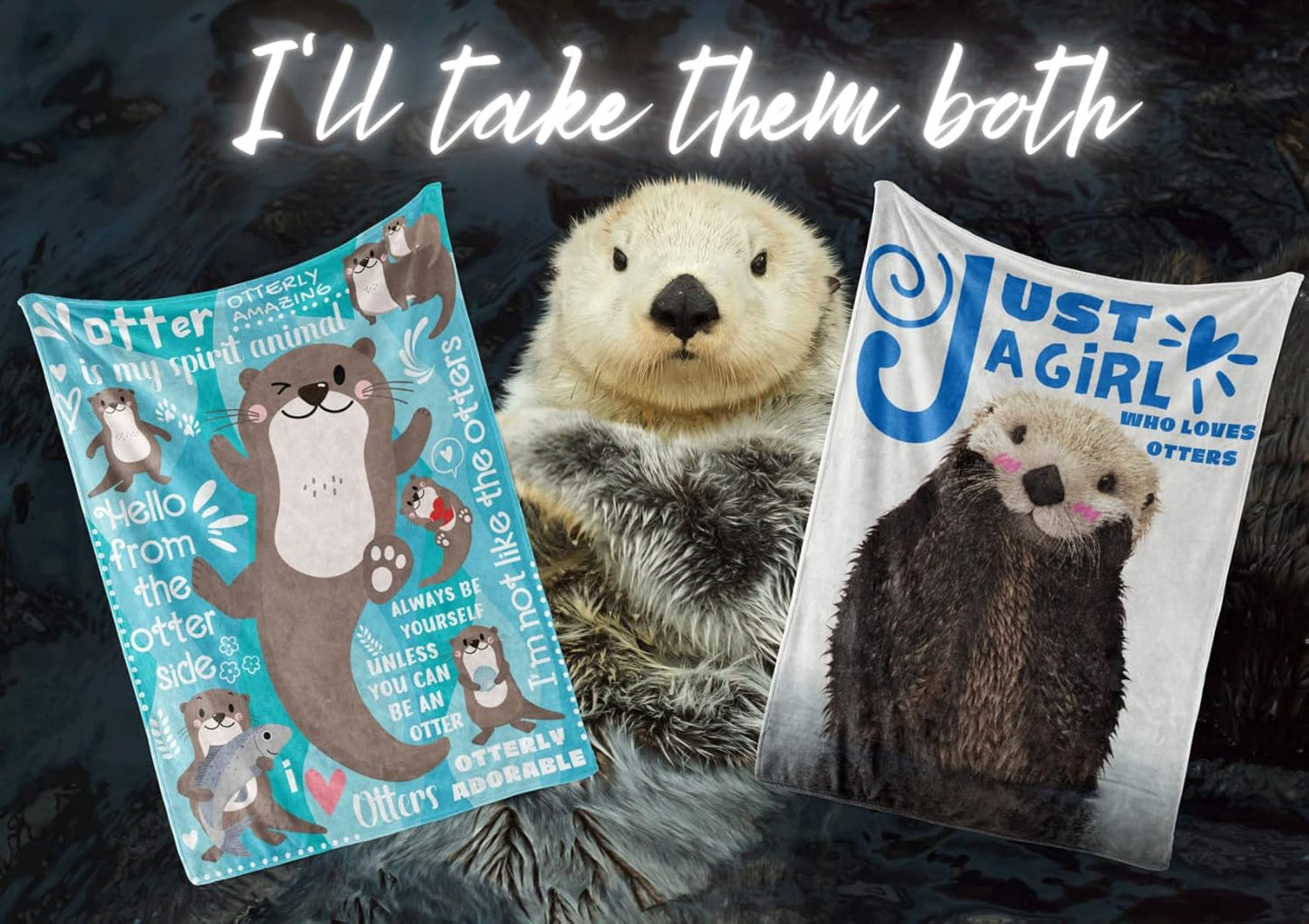 Otter Gifts for Girls, Otter Blanket, Gifts for Otter Lovers, Daughters, Flannel Plush Throw Blanket - 50"x 65" - Otter is My Spirit Animal, Always Be an Otter, I'm Not Like The Otters,