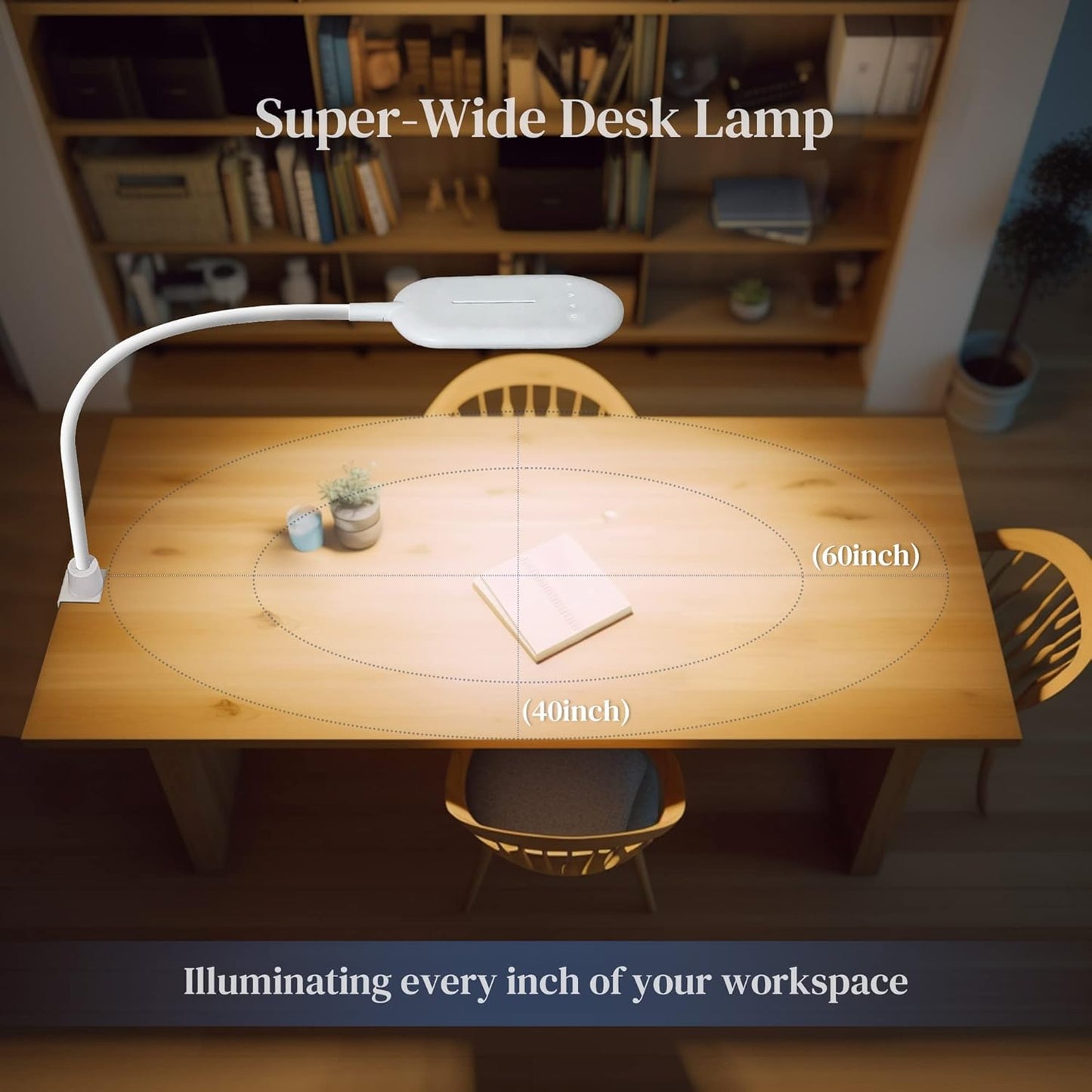 LED Reading Lamp, Eye Care Table Light Bright Enough for 700 Lumen, 10W Dimmable & 3 Color Modes, 360° Swivel Lamp Head Touch Desk Lamp for Home Office/Reading/Work (White)