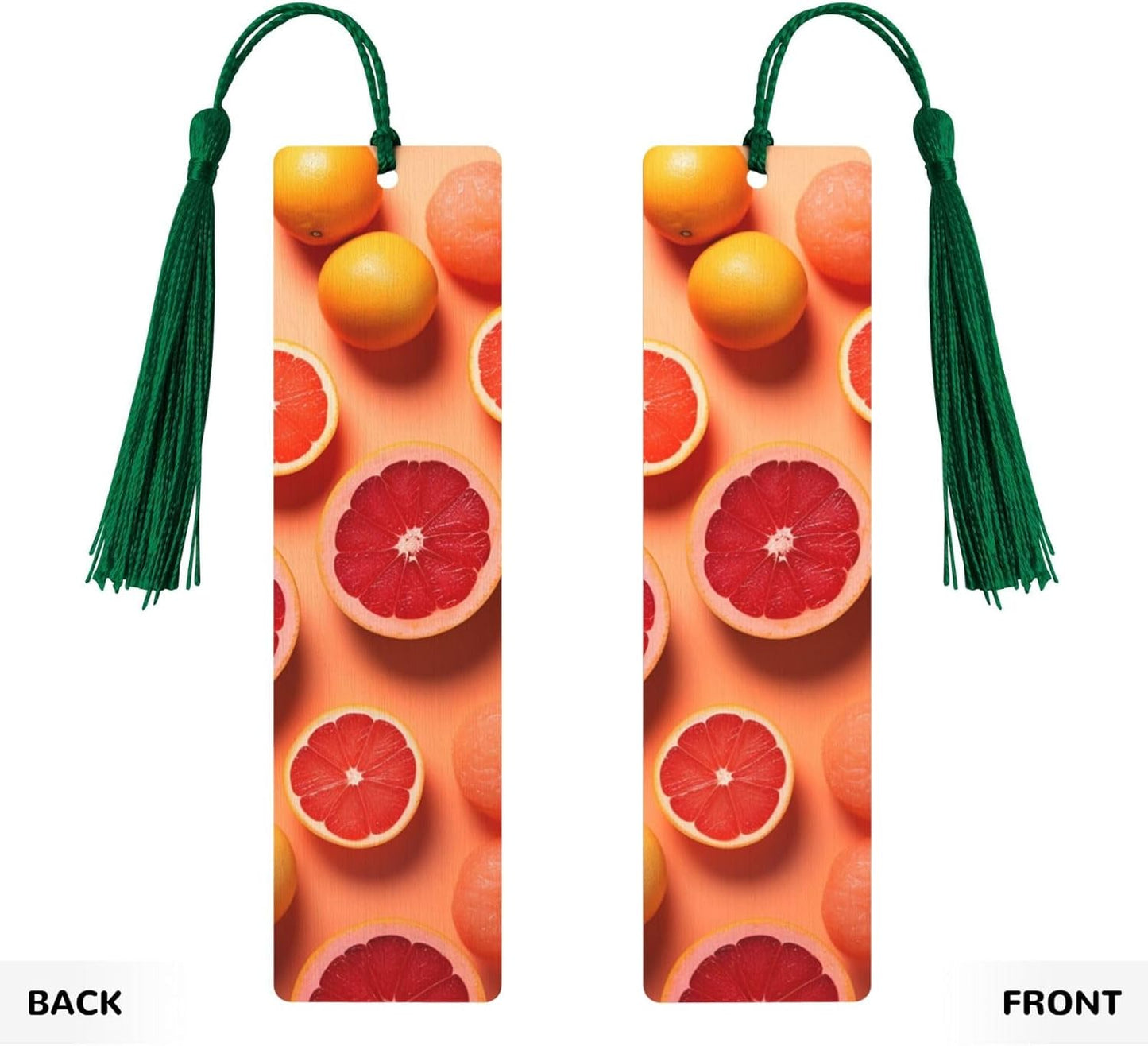 Pile of Grapefruit Slices Bookmarks Gifts for Women Men, Wooden Bookmarks for Book Lovers, Vintage Book Marks Ornaments with Tassel, Unique Personalized Reading Page Markers Dark Green