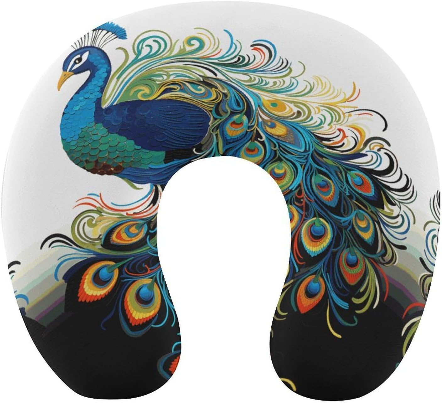 Peacock Pattern Neck Pillow Memory Foam U Shaped Pillows Portable Pillows for Shoulder Travel Head Support Pillow with Concealed Zipper for Airplane Car Home Office