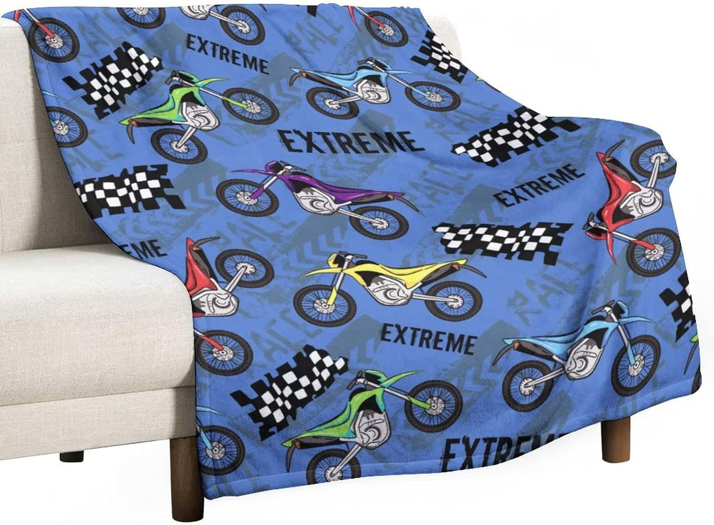 Cool Motorcycle Throw Blanket Car Soft Warm Bedding Bed Blankets Boys Teen Gifts for Couch Bedroom Sofa Office Car, All Season Cozy Flannel Plush Blanket for Kids Adults, 60"X50"