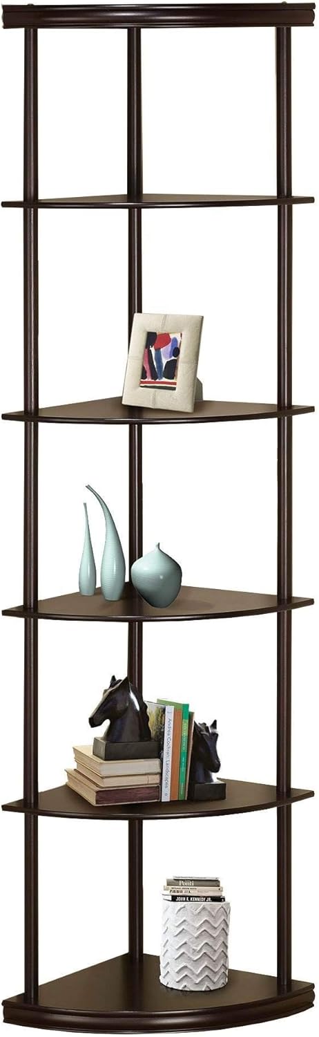 Coaster Home Furnishings - Bonwick - Engineered Wood - 72-Inch 5-Tier Candner Bookshelf with Transitional Style and Open Shelf with Tip-Over Restraint - Bedroom & Home Office - Cappuccino - 800279