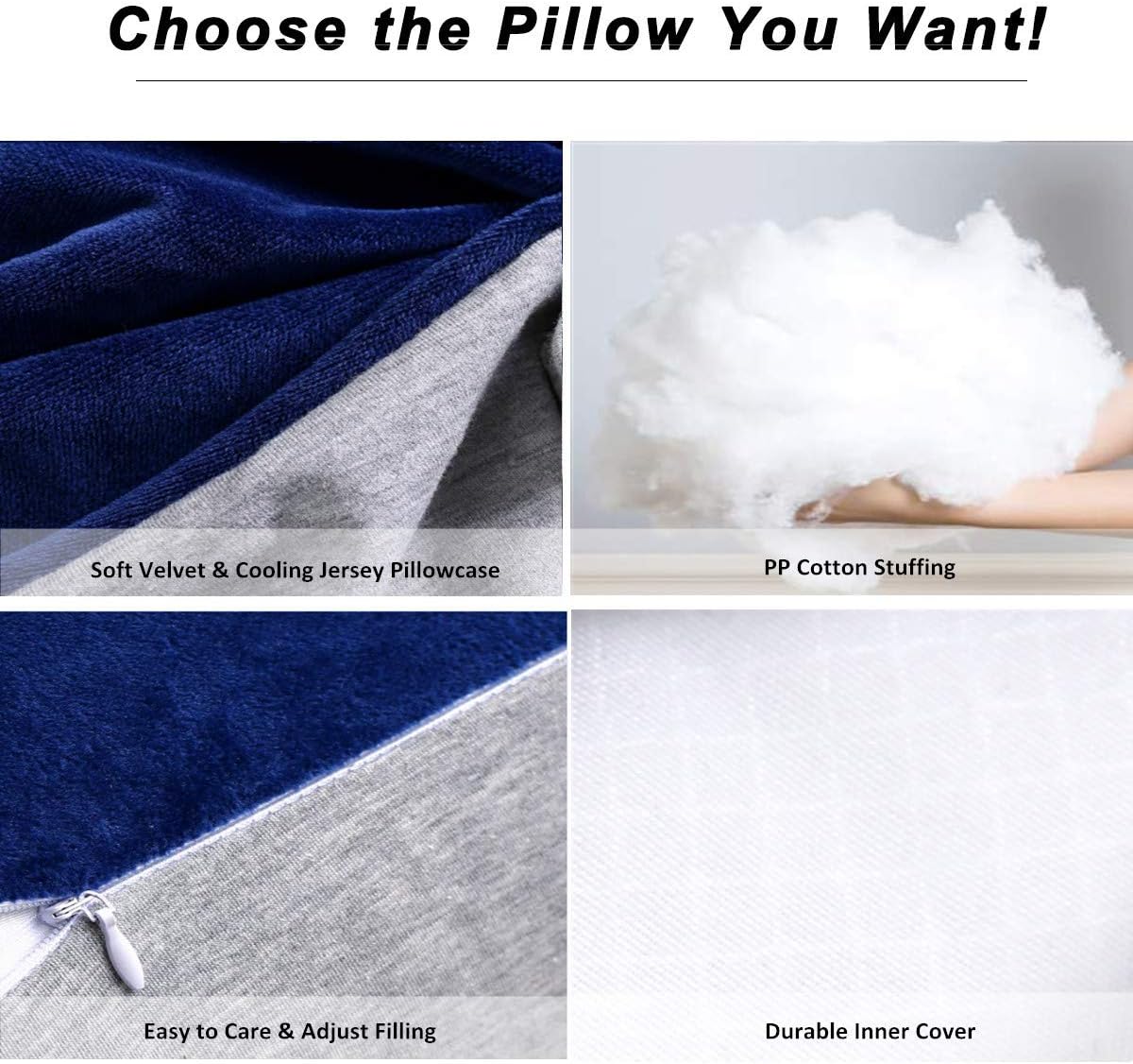 MOON PINE 60 inch Pregnancy Pillow, Detachable U Shape Full Body Pillow for Maternity Support, Sleeping Pillow for Pregnant Women (Grey&Blue-Velvet&Jersey)