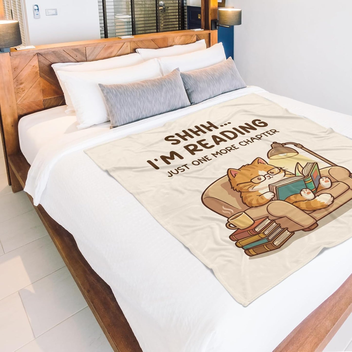 Funny Book Lovers Gifts for Women Men, Reading Blanket Gifts for Book Lovers, Reader Gift for Birthday, Reading Accessories, Bookish Bookworm Gift, Flannel Soft Throw Blanket 60"x50"