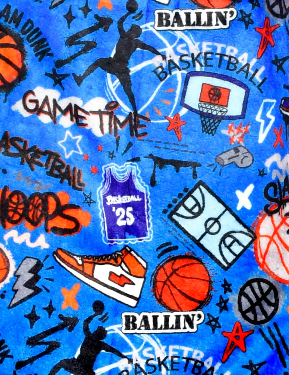 iscream + Corey Paige Designs Bold Print Silky Soft Plush 56" x 60" Premium Fleece Throw Blanket - Slam Dunk