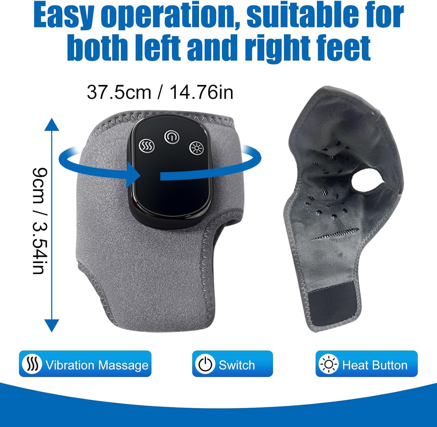 Foot Massager,Wireless 3 in 1 Foot Revive Massager with 3 Vibration Mode,5 Heat Leavel for Both Father and Mother, Wireless & Portable (Gray 2pcs)