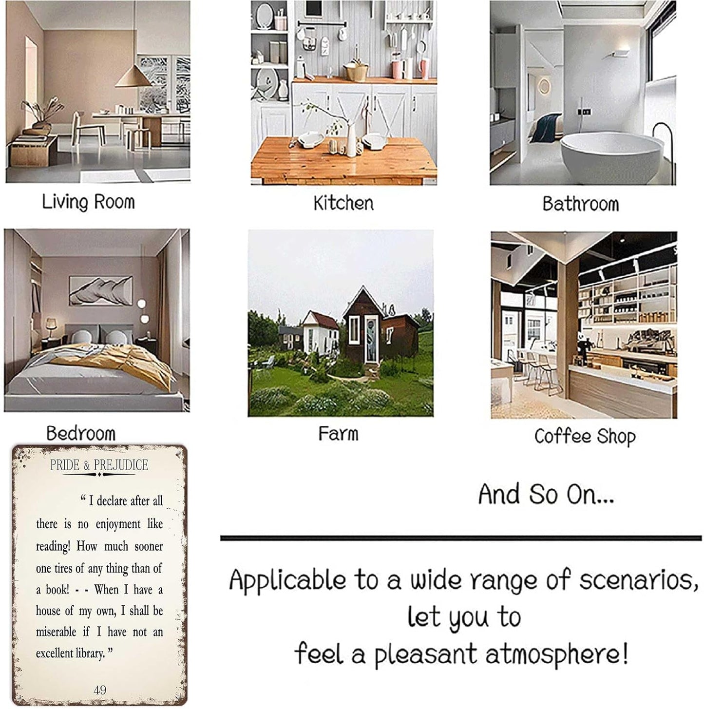Funny Metal Signs Pride And Prejudice Quote Jane Austin Reading Literature Library Posters Trendy Home Wall Art Jane Austin Tin Sign For Home Room Office Decor 8x12inch