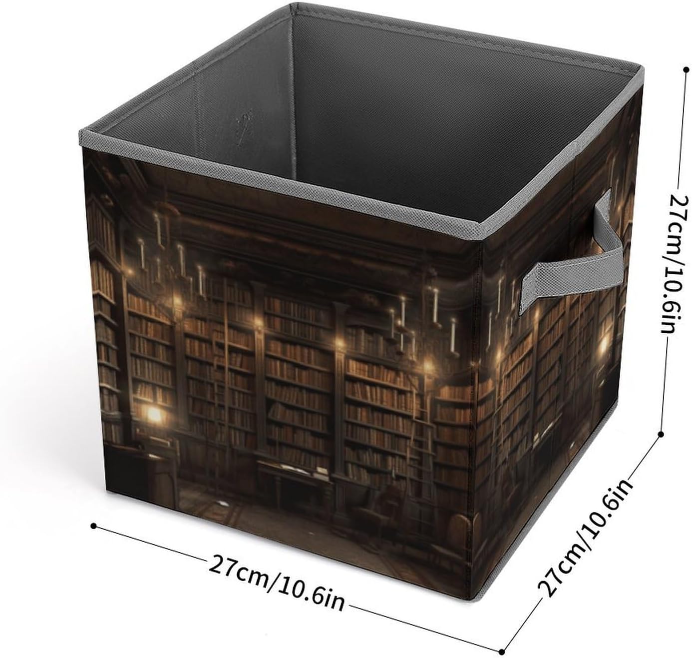 Book Room Mysterious Library Storage Bins with Handles Fashion Large Storage Cubes Sturdy Foldable Storage Boxes Space-Saving Storage Baskets for Home Office Clothes Closet Organizers