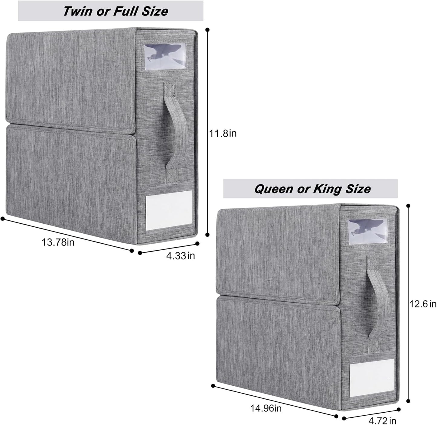 Cosybreeze Bed Sheet Organizers and Storage, Foldable Bed Sheet Set 4 Pack Twin/Full/King/Queen Size Organizing Bedding Container Linen Closet Organizer for Duvet Covers Clothes Towels, Grey