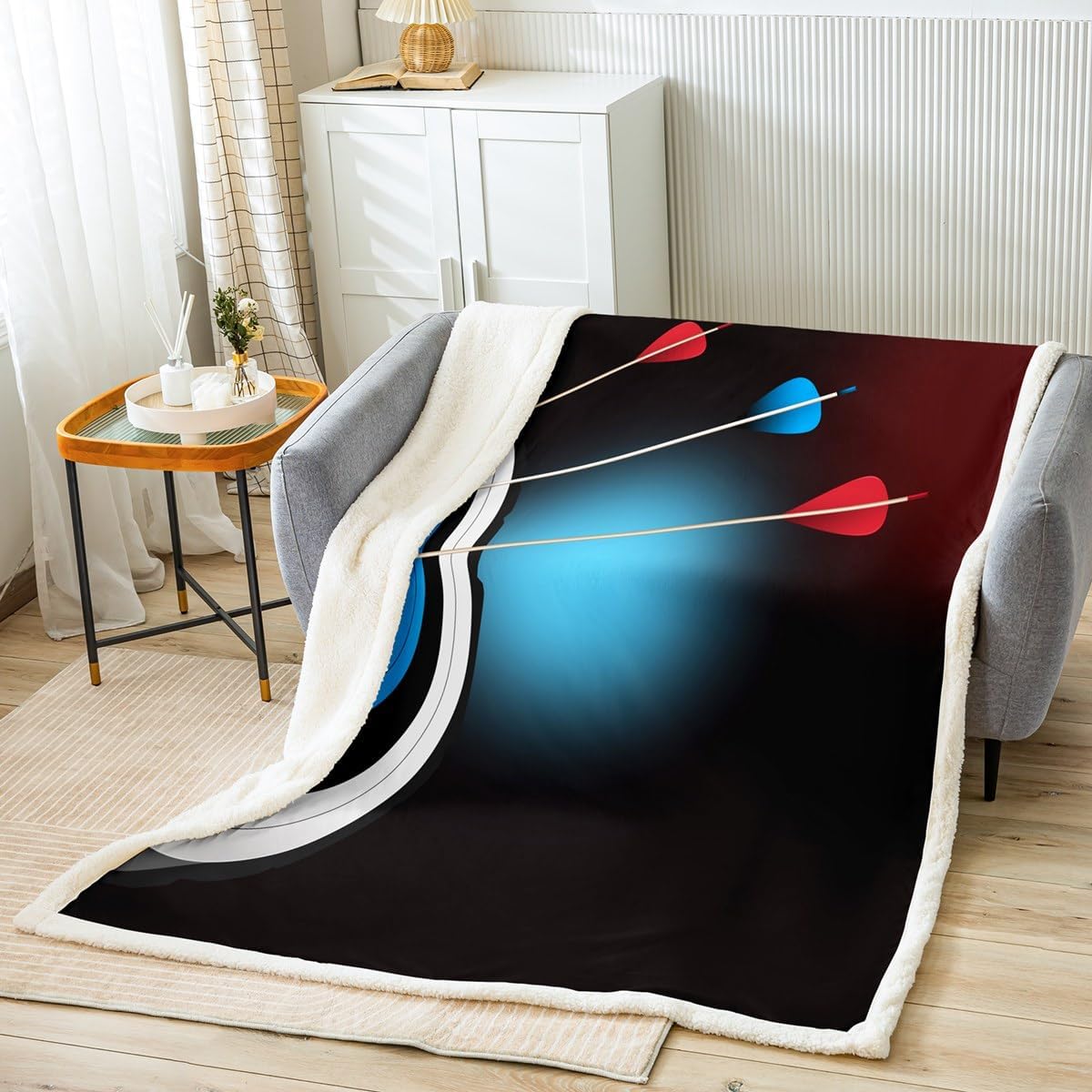 Archery Target Pattern Flannel Fleece Blanket Soft Lightweight Throw Blanket for Couch Sofa Red Blue Arrow Decor Bed Throws for Kids Girls Boys Teens, Throw Size (50 x 60 Inches)