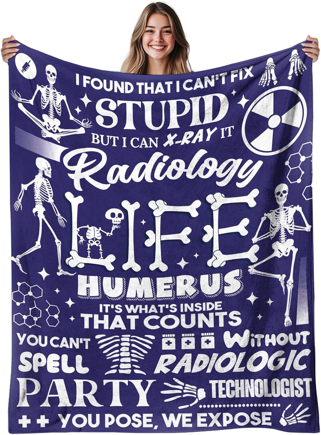Radiologic Technologist Gifts Blanket for Radiographer, Soft Flannel Blanket for Radiologic Technologists, Warm Throw Blanket for Birthday Gifts for Christmas Thanksgiving 50x60