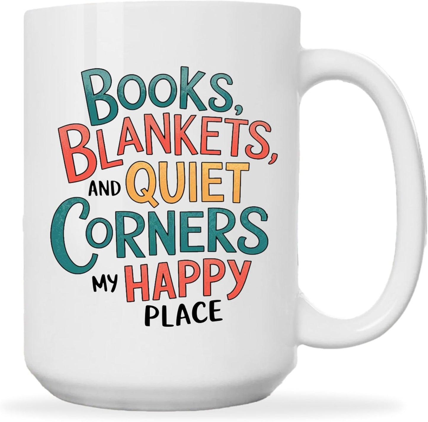 Book Lovers Coffee Mug 15oz White -Blankets Corners - Gift for Book Club Bookworm Bookish Reading Nerdy Avid Readers Women