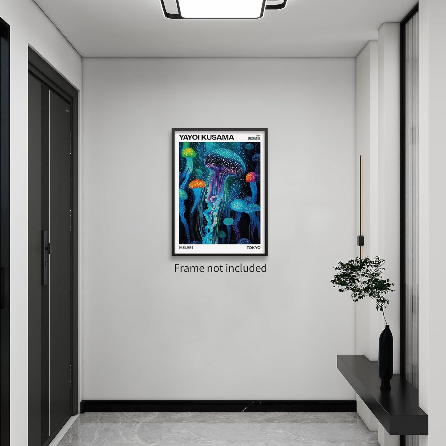 rumlud Colorful Ocean Jellyfish Wall Art Unique Japanese Animal Posters Yayoi Kusama Canvas Prints for Living Room Bedroom Wall Decor 12X16 inch Unframed