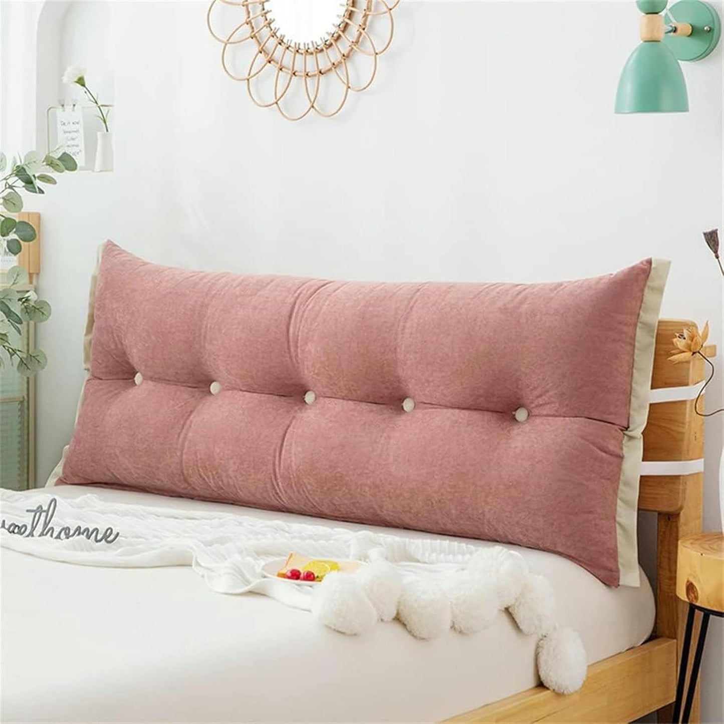 Wedge Headboard Cushions, Removable Cover Soft Bolster Support Cushion PP Cotton Filling Reading Body Large Back Pillow Bed Rest Pillows(Beige,100cm)