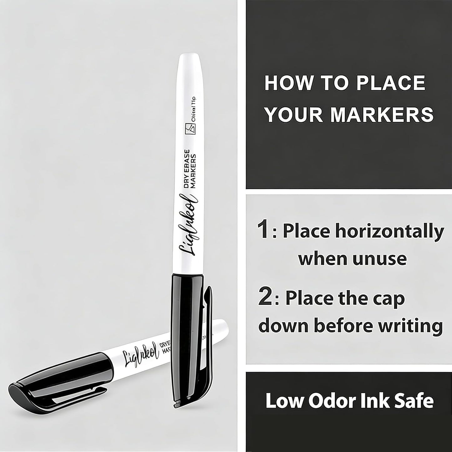 Dry Erase Markers Bulk, 144 Pack Black Whiteboard Markers, Chisel Point Low Odor Dry Erase Markers for School Office Home